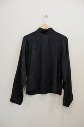 Icho Shirt in Black Self Print Georgette