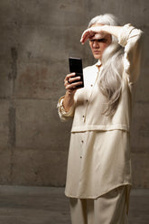 Shirayuki Long Asymmetrical Shirt with Balloon pants in Linen