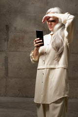 Shirayuki Long Asymmetrical Shirt with Balloon pants in Linen