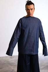 Mugi Shirt In Denim effect cotton