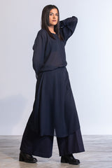 Ajisai-Zu Pants In Tropical With Attached Skirt In Georgette