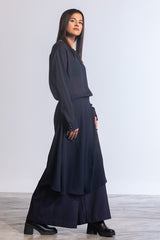 Ajisai-Zu Pants In Tropical With Attached Skirt In Georgette