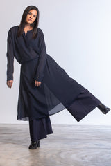 Ajisai-Zu Pants In Tropical With Attached Skirt In Georgette