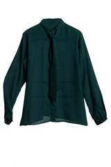 Hanakotoba Shirt in Georgette (Dark green)