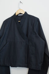 Shobu shirt/jacket in black pure cotton