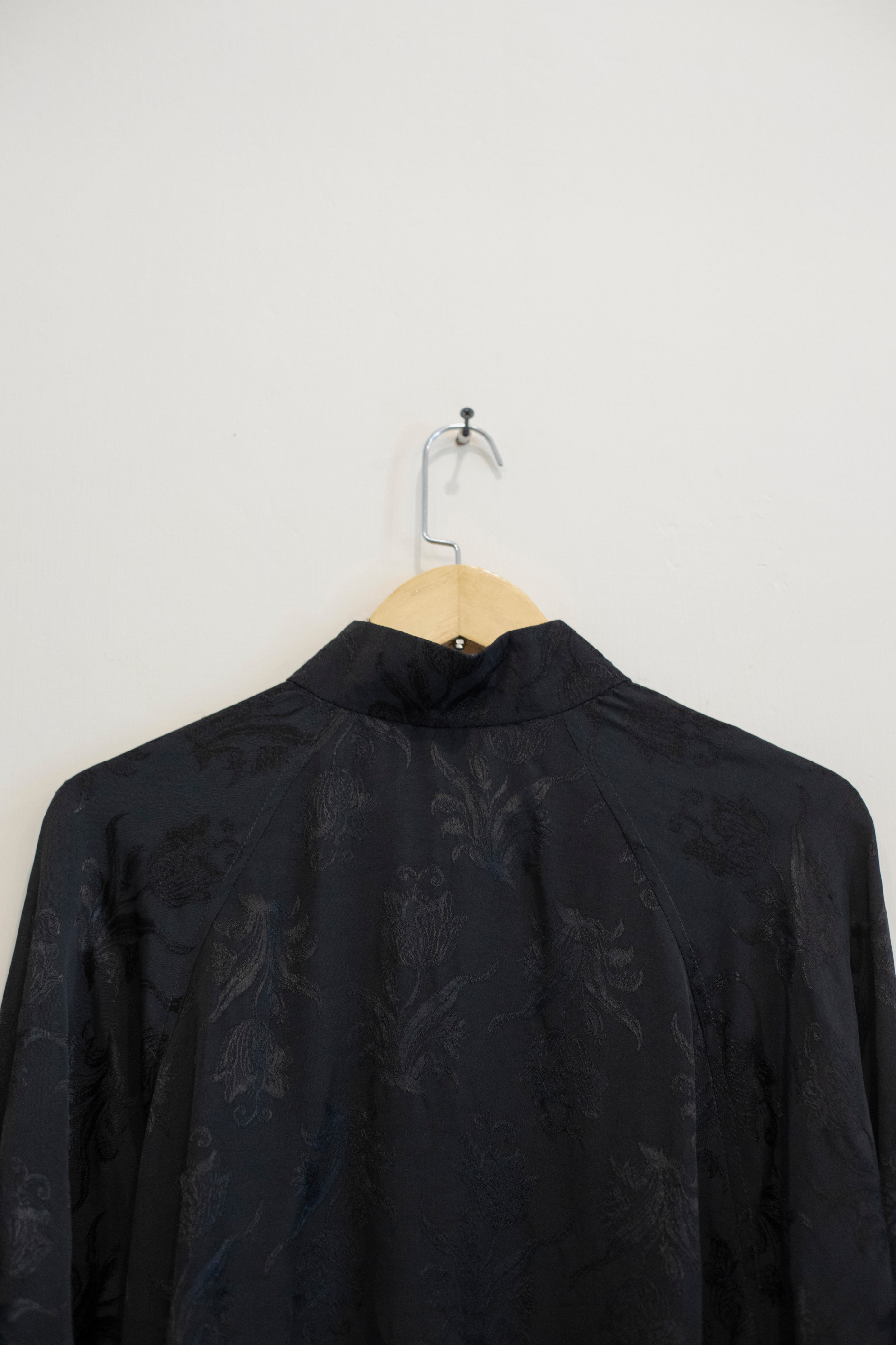 Icho Shirt in Black Self Print Georgette