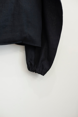 Hachi Hooded Shirt in Black Linen