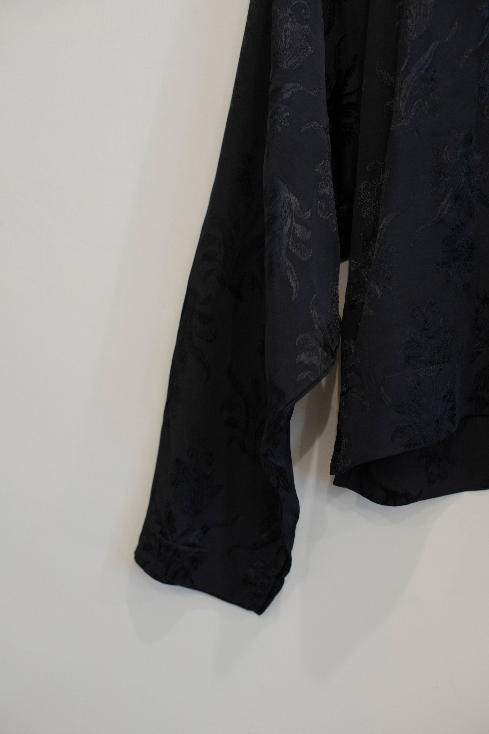 Icho Shirt in Black Self Print Georgette