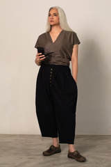 KAIDO balloon pants in dark blue woolen suiting