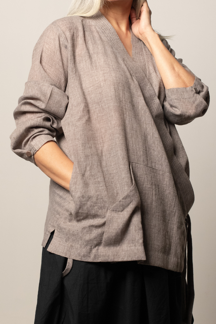 Shobu Kimono style wrap shirt
