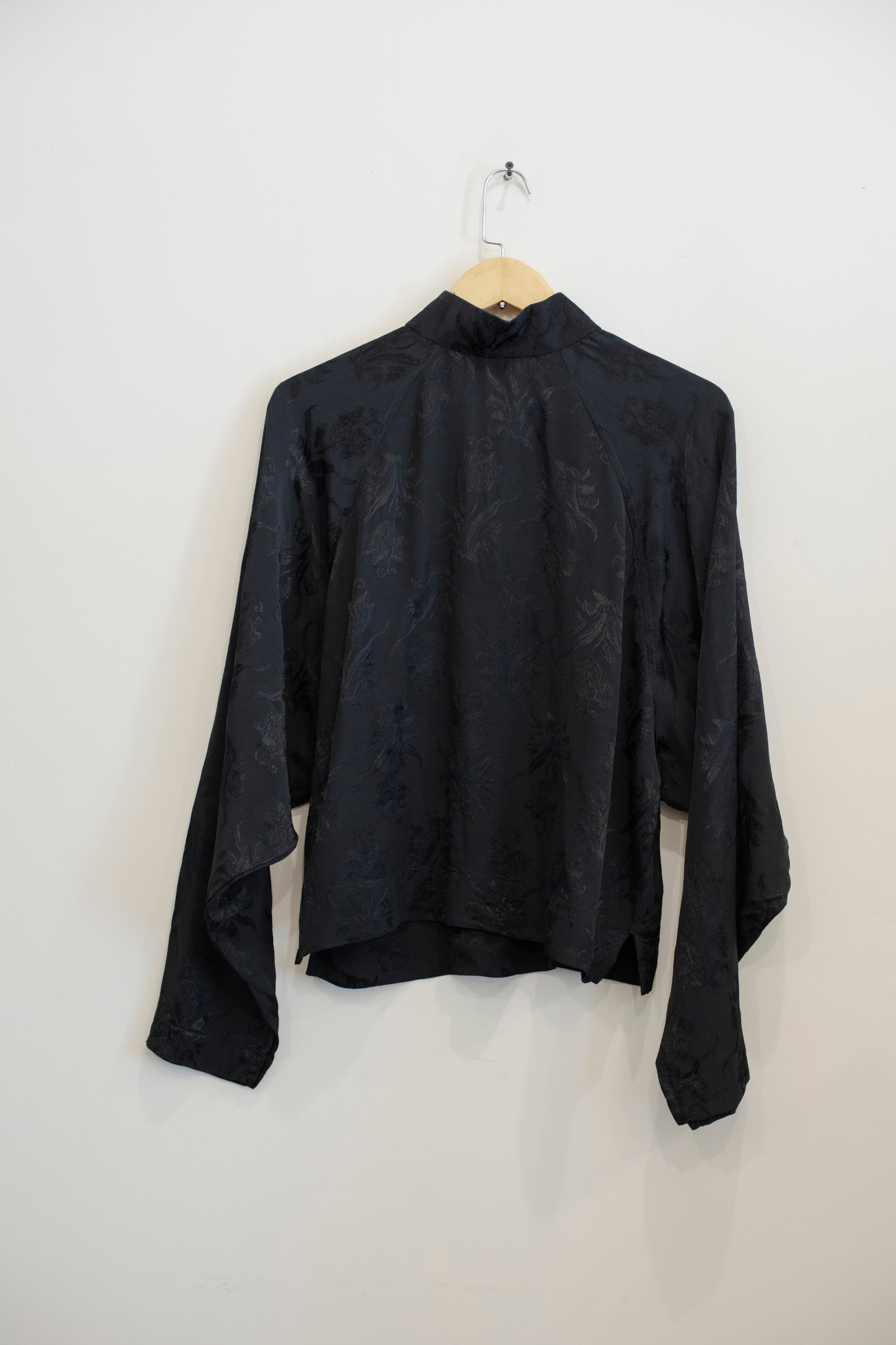 Icho Shirt in Black Self Print Georgette