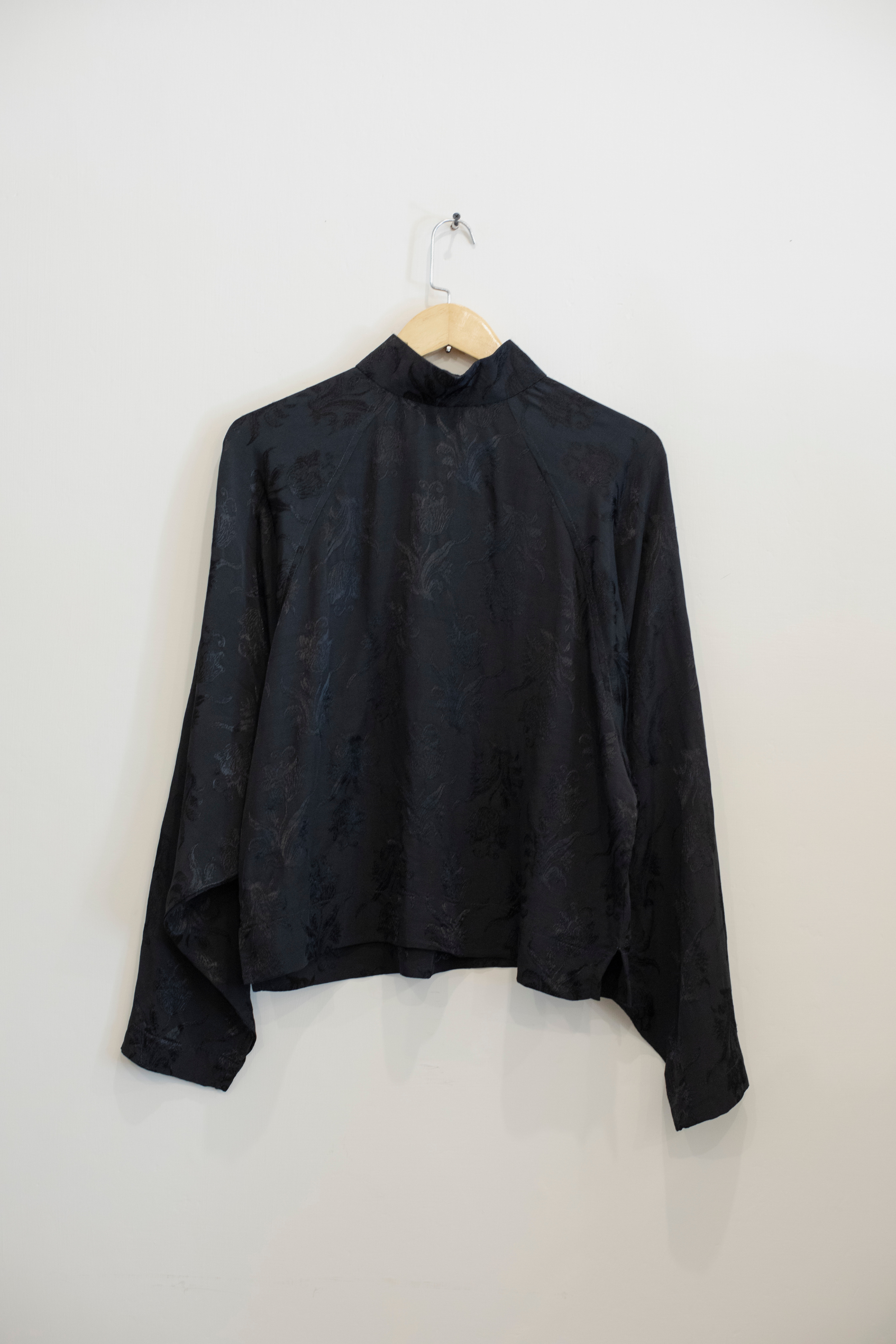 Icho Shirt in Black Self Print Georgette