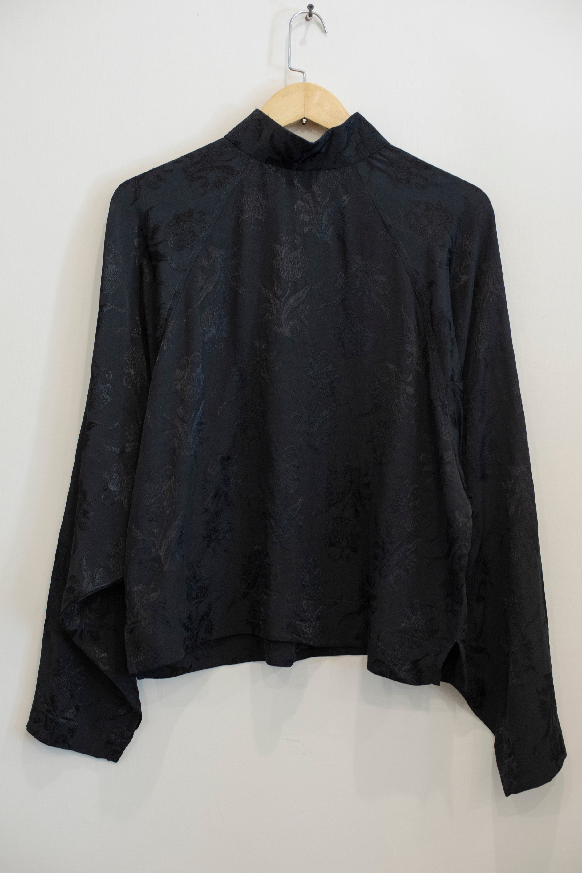 Icho Shirt in Black Self Print Georgette
