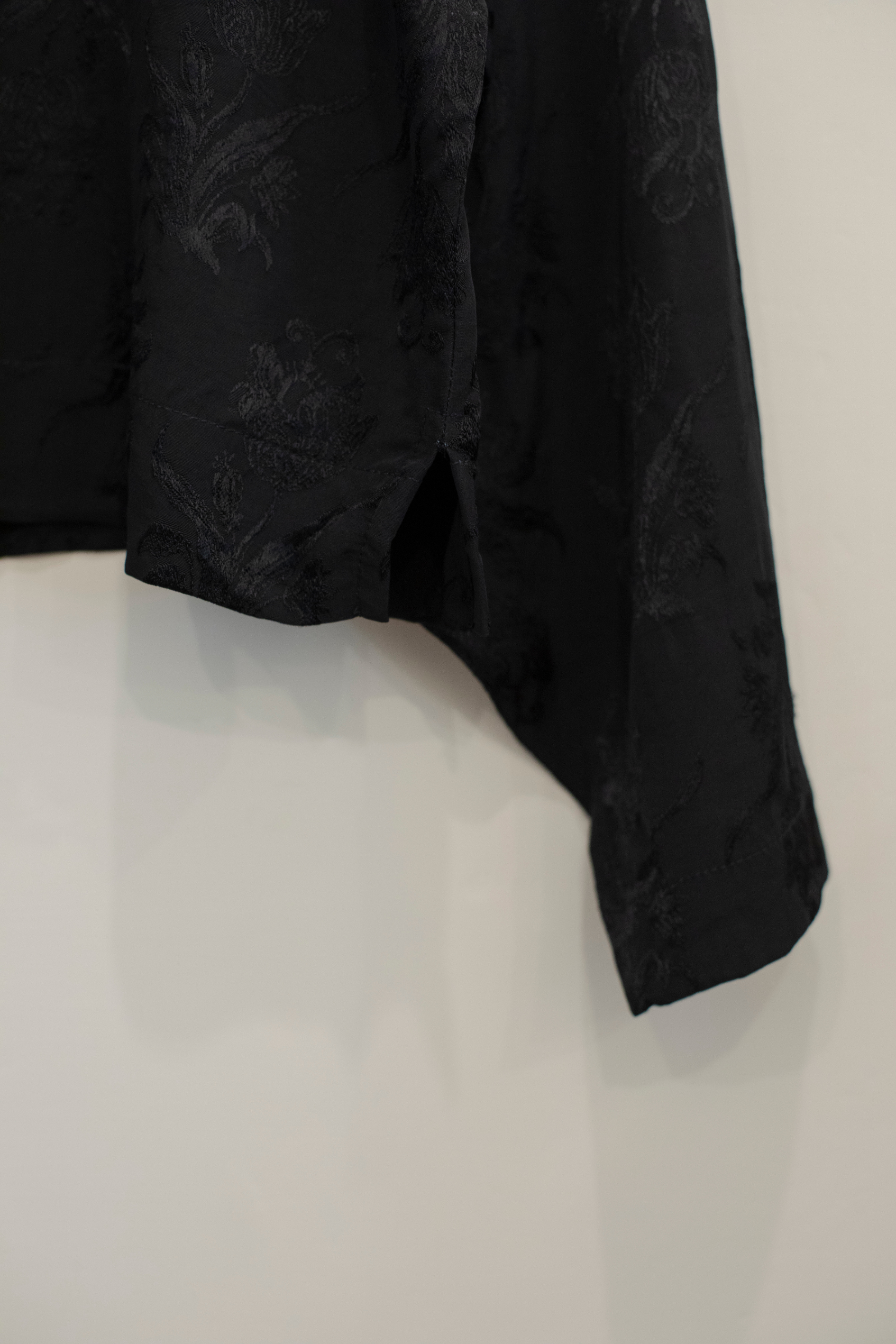 Icho Shirt in Black Self Print Georgette