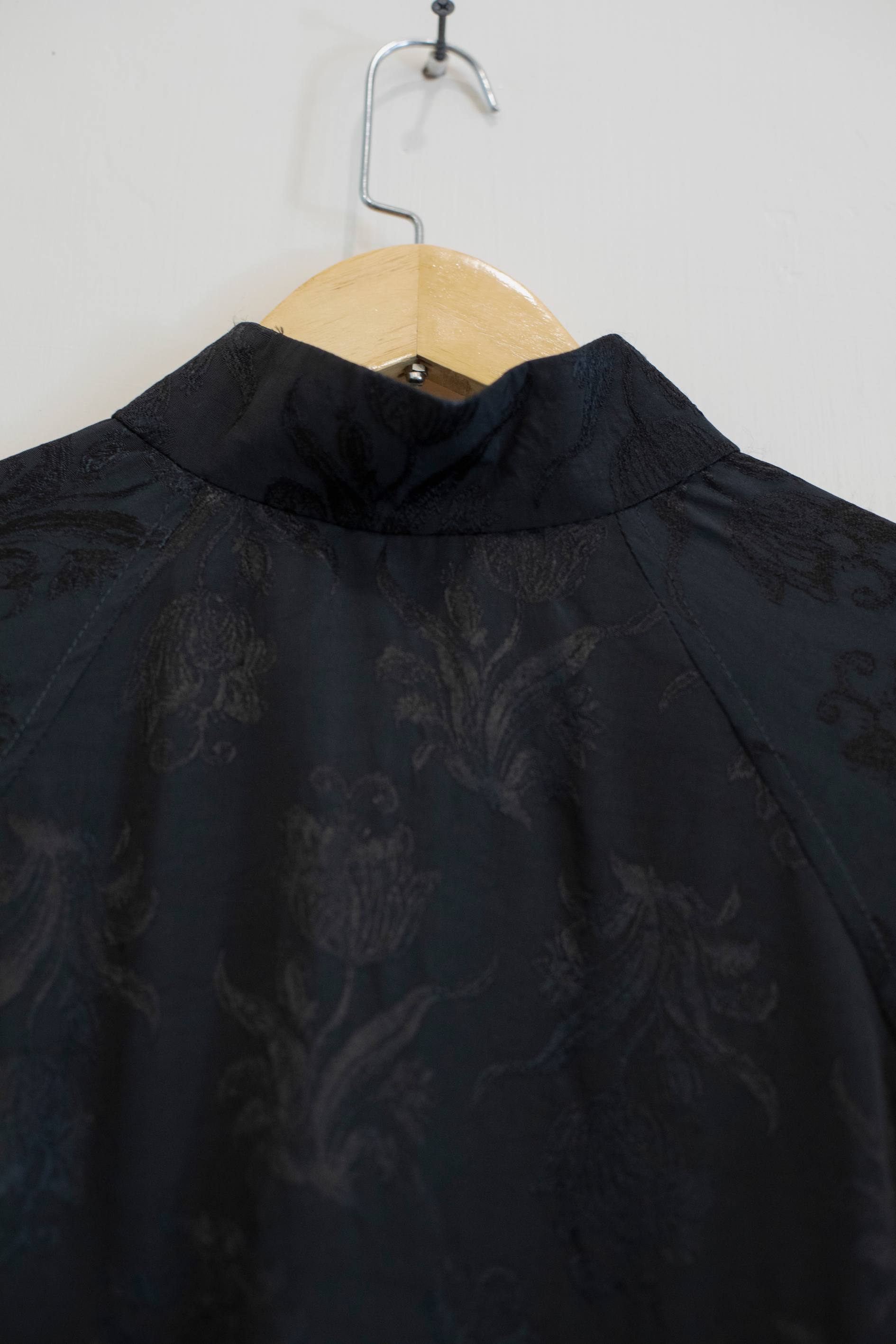 Icho Shirt in Black Self Print Georgette