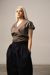 KAIDO balloon pants in dark blue woolen suiting