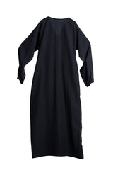 Asagao long dress in linen feat. attached drape