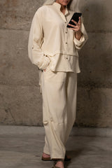 Hasu Short Asymmetrical Shirt with Balloon pants in Linen