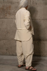Hasu Short Asymmetrical Shirt with Balloon pants in Linen