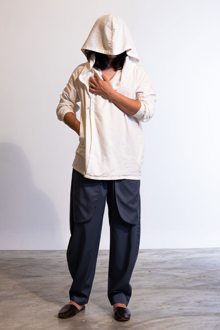 Hachi Hooded Shirt In Linen / Unisex