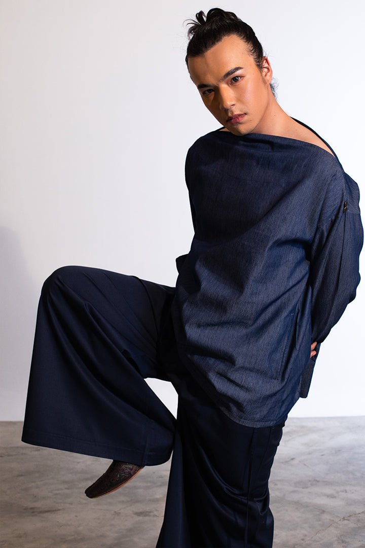 Mugi Shirt In Denim effect cotton