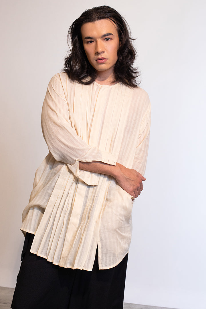 Uzura Long Shirt In Fine Cotton / Unisex