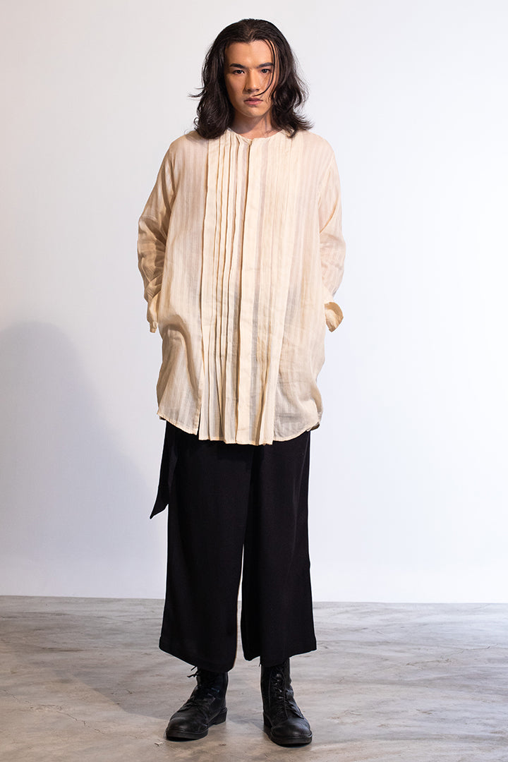 Uzura Long Shirt In Fine Cotton / Unisex