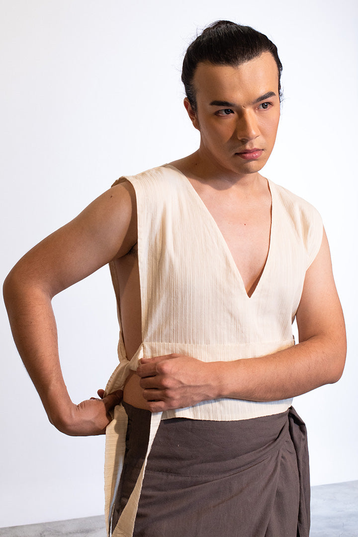 Yamayuri Apron Top In Cotton / Unisex